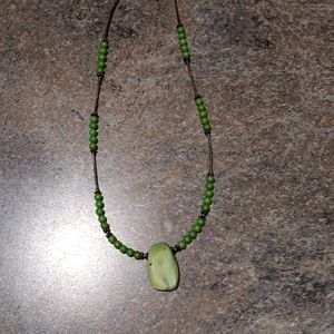 Jade serpentine and Sterling silver necklace